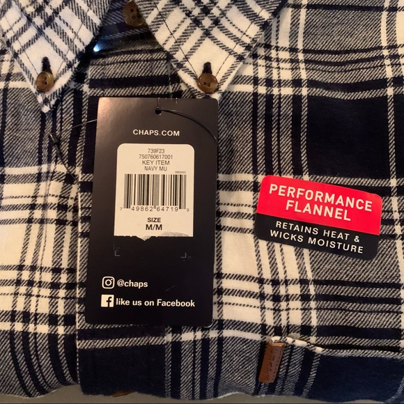 Chaps Men’s Plaid Flannel Button Down Shirt - NWT - Picture 6 of 13